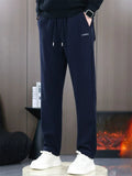 Men's Simple Slim Fit Drawstring Winter Fleece Lined Casual Pants