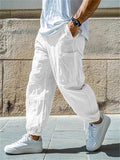 Men's Solid Color Pockets Holiday Style Elastic Waist Jogger Pants