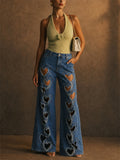 Women's Y2K Style Heart Cutout Wide Leg Baggy Denim Pants