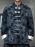 Men's Spring Butterfly Print Chinese Style Jacket with Knot Buttons