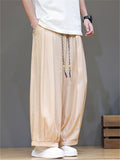 Men's Summer Chinese Style Pleated Baggy Loose Fit Pants