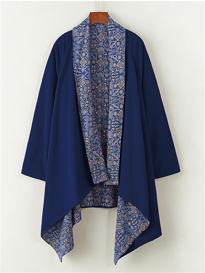 Men's Chinese Ethnic Zen Style Printed Reversible Cardigan Jackets