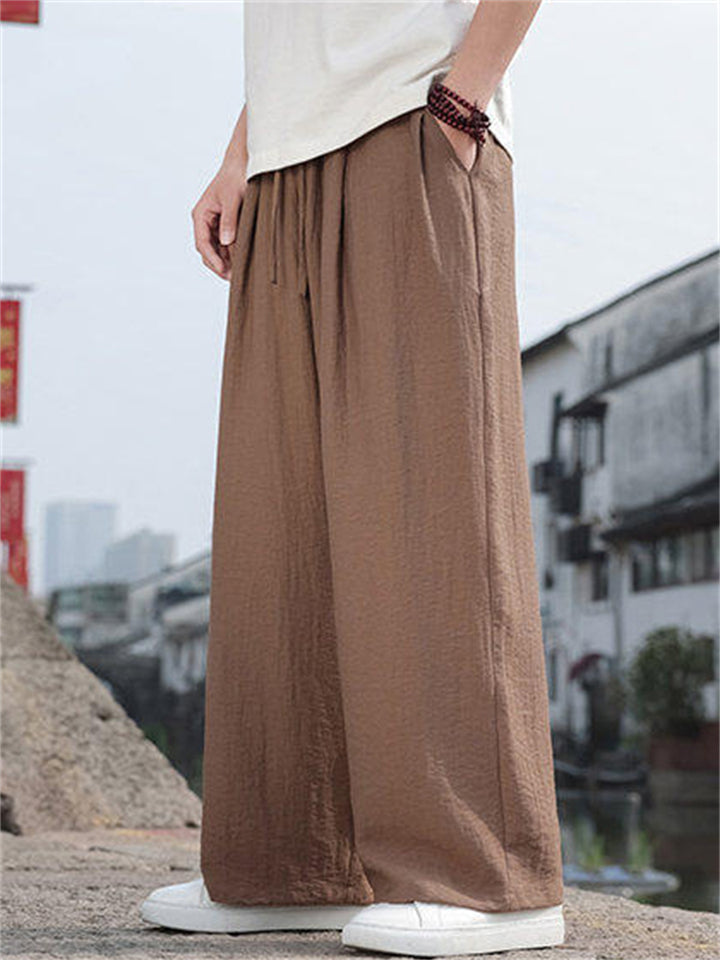 Men's Chinese Style Summer Breathable Loose Fit Casual Pants