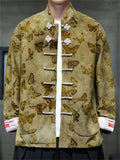 Men's Spring Butterfly Print Chinese Style Jacket with Knot Buttons