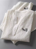 Men's 2Pcs Cool Texture Embroidered Short Sleeve Solid Color Outfits