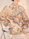 Oriental Embroidery Button Pocket Sequin Women's Jackets Stand Collar