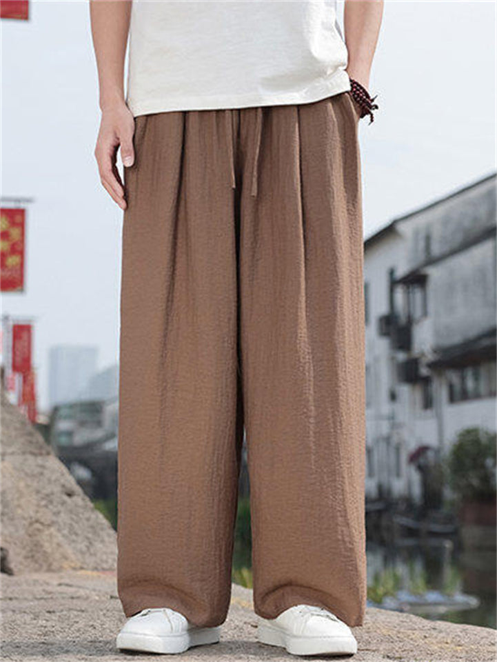 Men's Chinese Style Summer Breathable Loose Fit Casual Pants