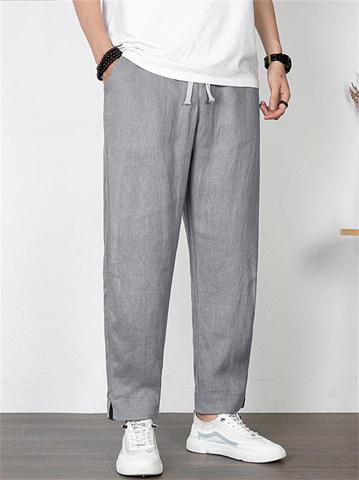 Men's Summer Comfy Solid Color Linen Straight Pants