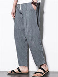 Men's Casual Summer Solid Color Drawstring Cropped Pants