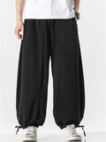 Men's Summer Solid Color Wide Leg Ankle-Tied Bloomers Pants