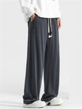 Men's Solid Color Casual Drape Wide Leg Straight Pants