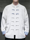 Men's Chinese Style Contrast Color Tang Suit Jacket with Frog Button