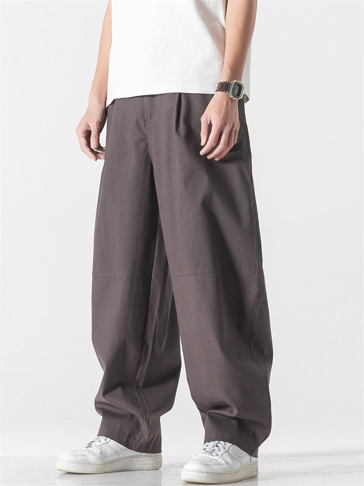 Men's Casual Retro Solid Color Straight Pants