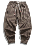 Men's Stylish Striped Drawstring Thickened Woolen Casual Pants