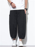 Men's Summer Casual Striped Wide Leg Beach Cropped Pants