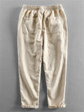 Men's Solid Color Ramine Casual Drawstring Cropped Pants