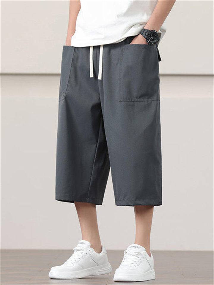 Men's Casual Solid Color Pockets Capri Pants