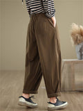 Women's Retro Solid Color Wide-Leg Harem Pants