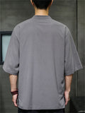 Summer Men's Linen Solid Color Half Sleeve Shirts