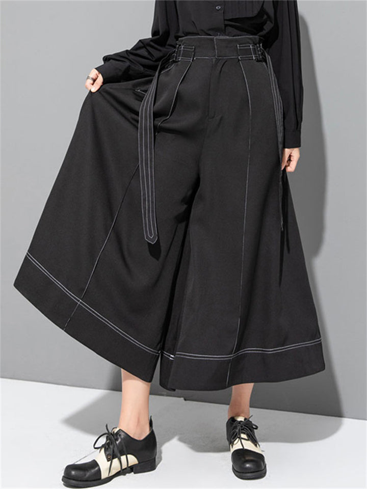 Women's High Waist Wide Leg Bell Bottom Cropped Pants