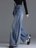 Women's Vintage High Waist Chic Baggy Wide Leg Denim Scimitar Pants