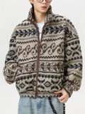 Men's Autumn Ethnic Style Jacquard Stand Collar Zip Up Cardigan Coats
