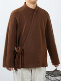 Men's Winter Chinese Zen Style Slant Placket Lace Up Jackets