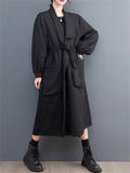 Literary Strap Over-the-Knee Autumn Jackets for Ladies