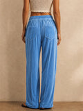 Womens Trendy Velvet High Waisted Wide Leg Cargo Pants