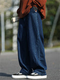 Japanese Style Men's Cozy Casual Straight Wide-Leg Denim Pants