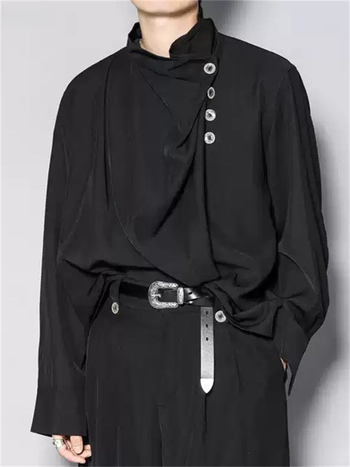 Japanese Style Solid Color Loose Pile Collar Long Sleeve Shirt