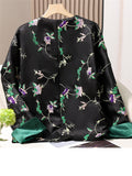 Women's Chinese Style Flowers Embroidery Long Sleeve Shirts