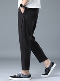 Men's Summer Solid Color Cool Drawstring Cropped Pants