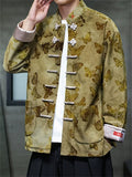 Men's Spring Butterfly Print Chinese Style Jacket with Knot Buttons