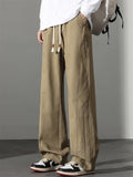 Men's Simple Comfy Breathable Elastic Waist Loose Fit Straight Leg Casual Pants