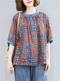 Women's Loose Casual Geometric Print Short Sleeve Shirts