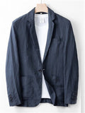 Men's 2Pcs Summer Single Breasted Pocket Lapel Solid Color Outfits