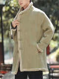 ‌Men's Winter Warm Faux Suede Thermal Lined Buttons Lapel Coats