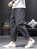 Men's Casual Cozy Striped Cropped Harem Pants
