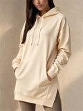 Women Casual Oversized Hoodie Long Tunic Sweatshirt with Side Slits