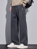‌Men's Autumn Winter Mid Waist Drape Straight Leg Loose Fit Casual Pants‌