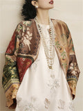 Fashion Chinese Style Floral Printed Silk Jackets for Women