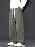 Men's Warm Winter Fleece-Lined Casual Straight Leg Pants Loose Fit