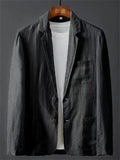 Men's Solid Color Pockets Lapel Long Sleeve Suit Jacket