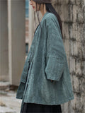 Women's Loose Ramine V Neck Tie-dye Lace Up Cardigan Jacket
