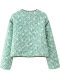 Women's Casual Print Waist Length Cotton-padded Jacket