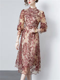 Women's Summer Embroidery Hollow Mesh Midi Dress