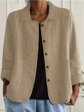 Women's Casual Solid Color Single Breasted Lapel Cardigan Shirts