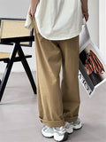 Women's Elastic Waist Wide-Leg Straight Cargo Pants