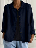 Women's Casual Solid Color Single Breasted Lapel Cardigan Shirts
